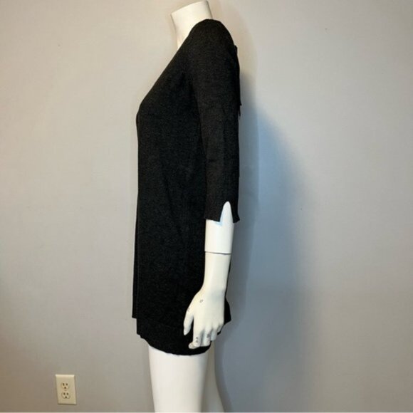 525 America V-Neck Knit Shirt Dress Lace-Up Back With Deep V-Neck Gray Size XS - Picture 8 of 10